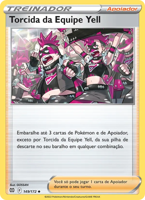 Carta Torcida da Equipe Yell, número 149/172 da coleção Astros Cintilantes
