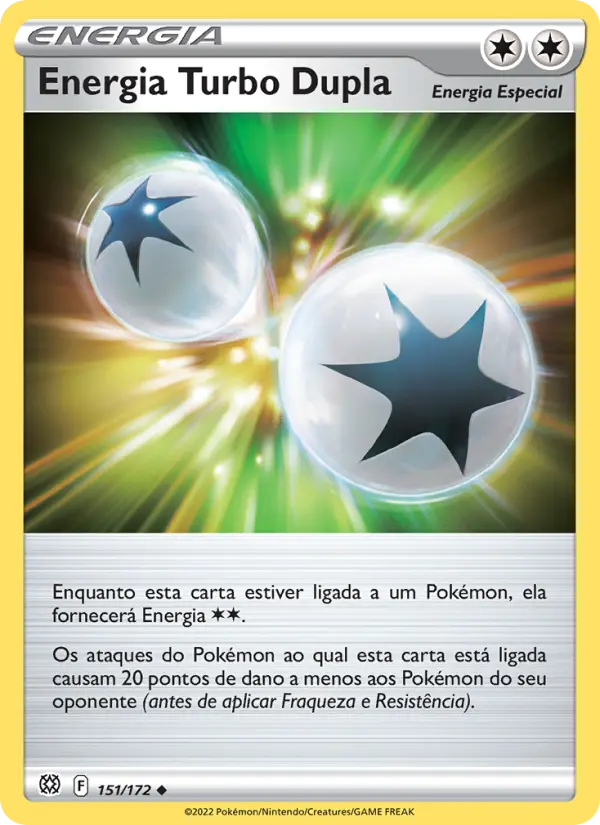 Carta Energia Turbo Dupla, número 151/172 da coleção Astros Cintilantes