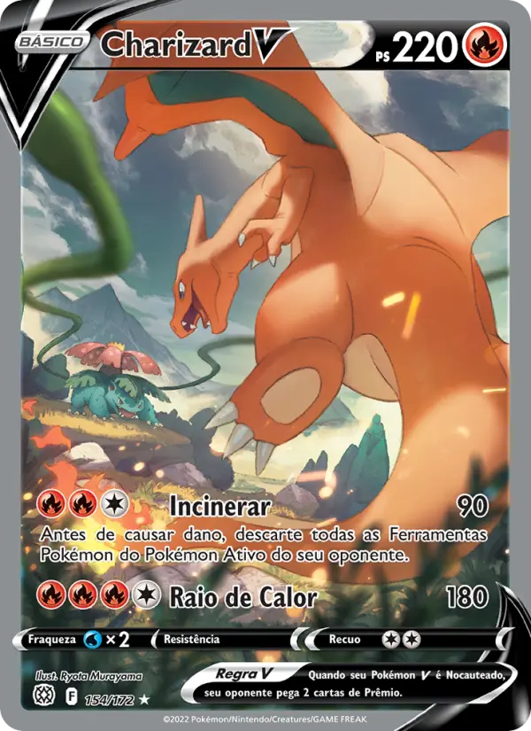 Carta Charizard V, número 154/172 da coleção Astros Cintilantes