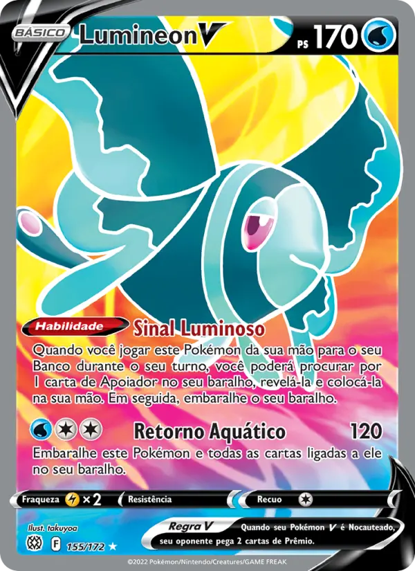 Carta Lumineon V, número 155/172 da coleção Astros Cintilantes