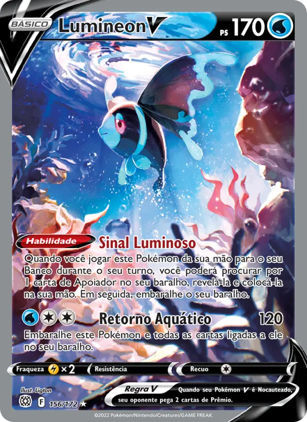 Carta Lumineon V, número 156/172 da coleção Astros Cintilantes