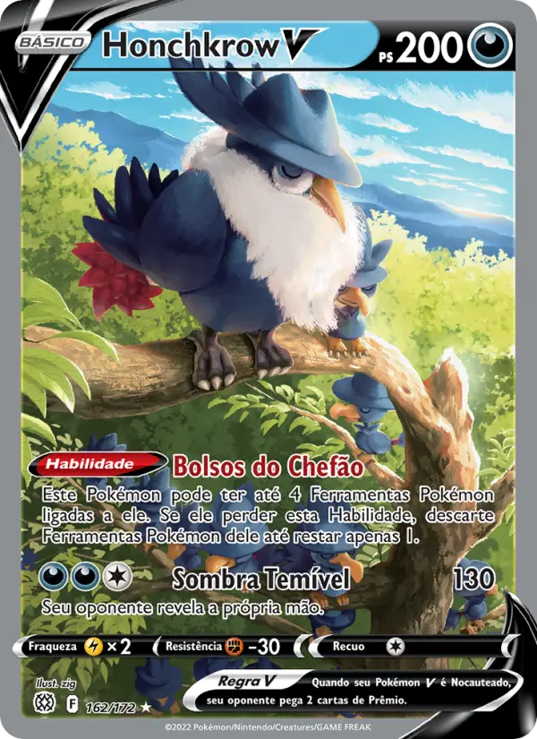 Carta Honchkrow V, número 162/172 da coleção Astros Cintilantes