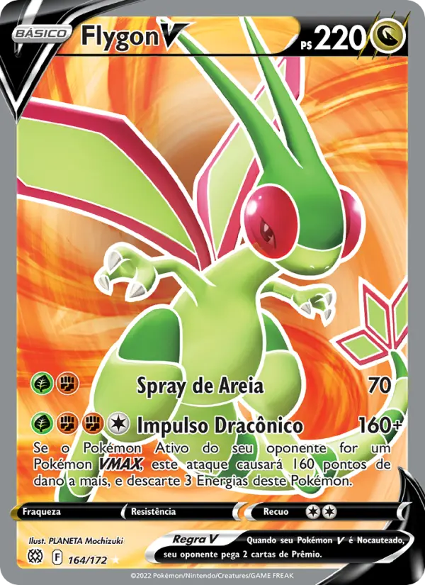 Carta Flygon V, número 164/172 da coleção Astros Cintilantes