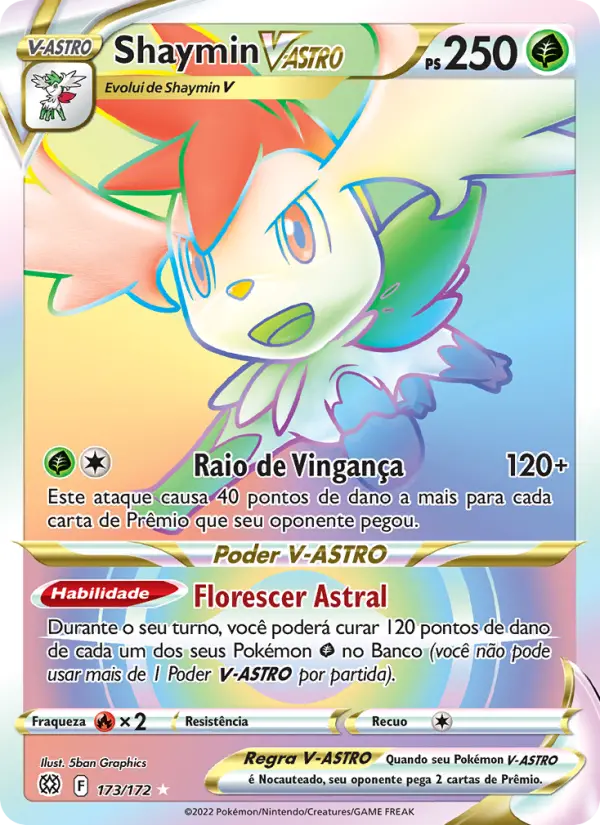 Carta Shaymin V-ASTRO, número 173/172 da coleção Astros Cintilantes