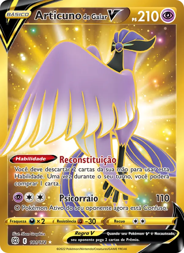 Carta Articuno de Galar V, número 181/172 da coleção Astros Cintilantes
