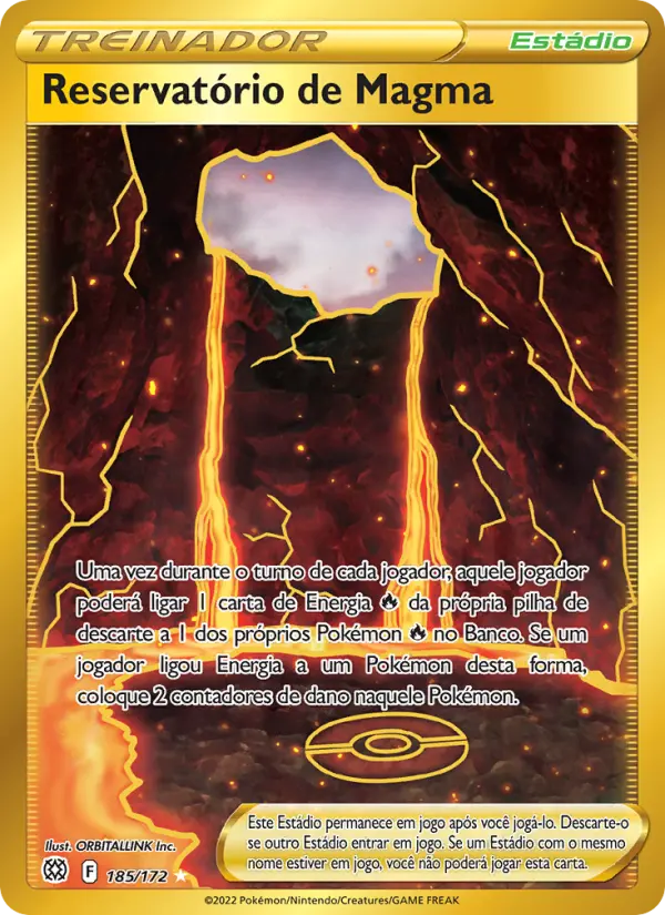 Carta Reservatório de Magma, número 185/172 da coleção Astros Cintilantes