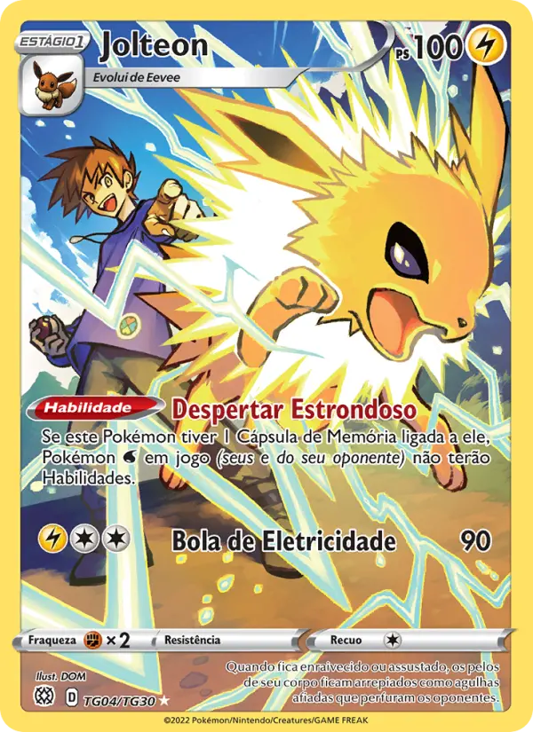 Carta Jolteon, número TG04/30 da coleção Astros Cintilantes Galeria de Treinador