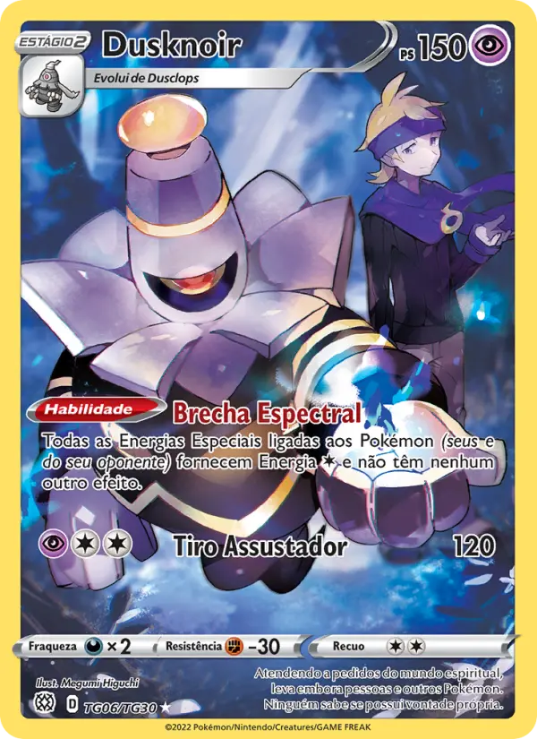 Carta Dusknoir, número TG06/30 da coleção Astros Cintilantes Galeria de Treinador