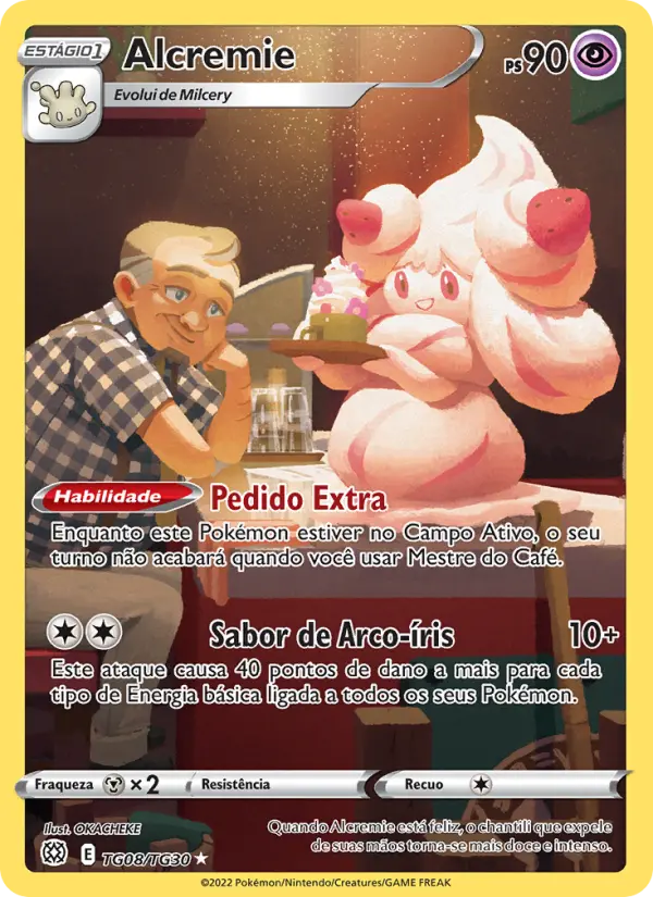 Carta Alcremie, número TG08/30 da coleção Astros Cintilantes Galeria de Treinador