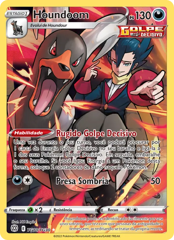 Carta Houndoom, número TG10/30 da coleção Astros Cintilantes Galeria de Treinador