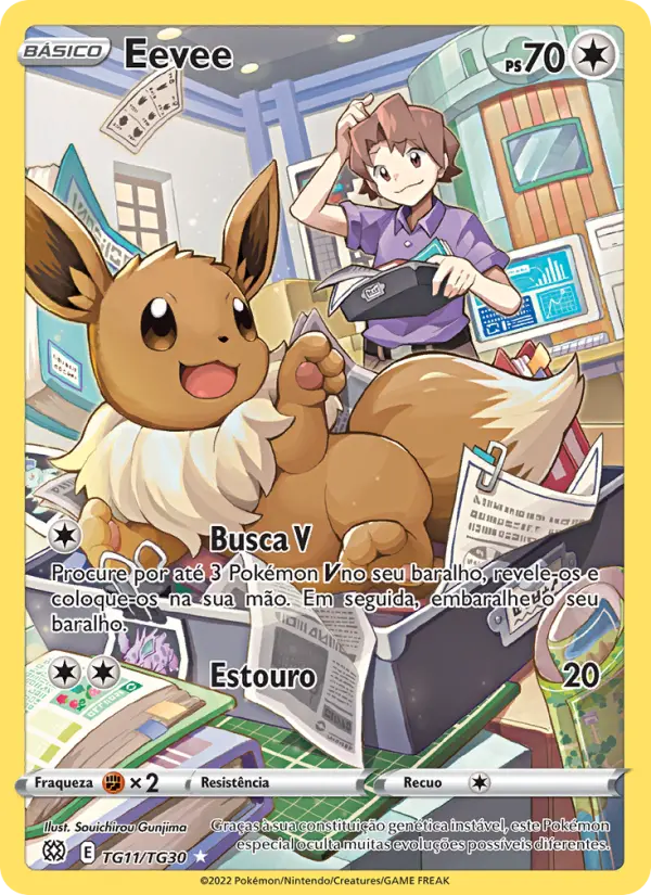 Carta Eevee, número TG11/30 da coleção Astros Cintilantes Galeria de Treinador
