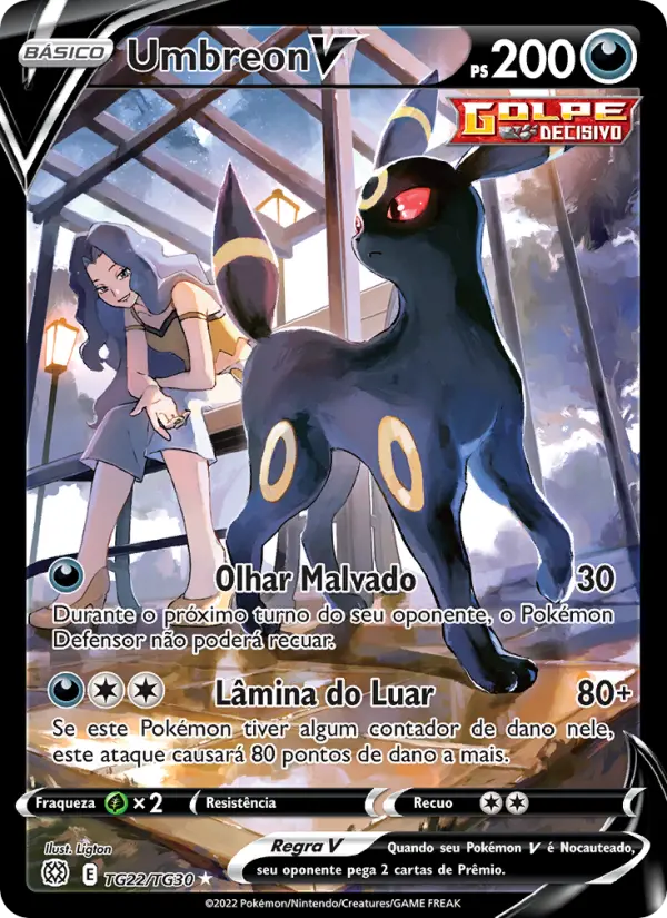 Carta Umbreon V, número TG22/30 da coleção Astros Cintilantes Galeria de Treinador