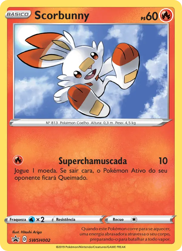 Carta Scorbunny, número SWSH002/307 da coleção ESES Promos