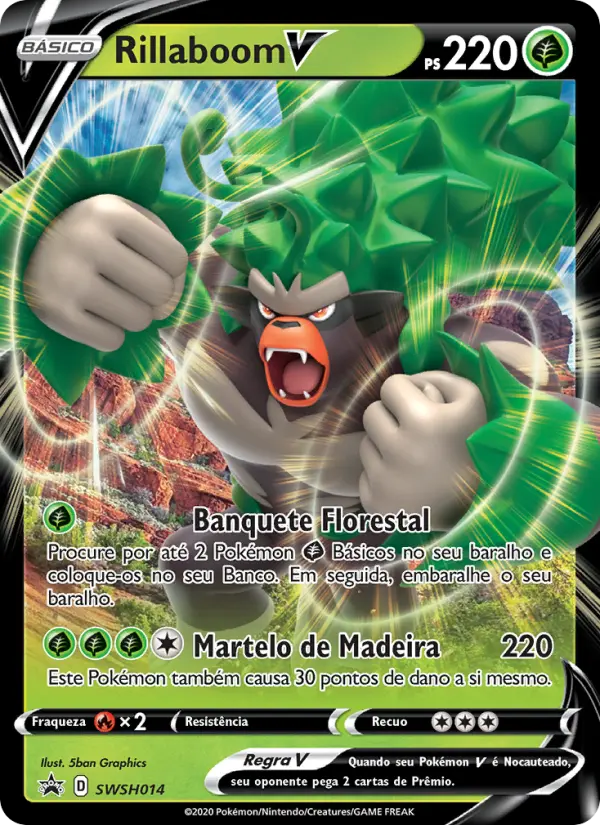 Carta Rillaboom V, número SWSH014/307 da coleção ESES Promos