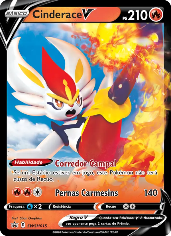 Carta Cinderace V, número SWSH015/307 da coleção ESES Promos