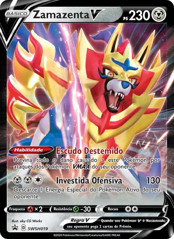 Carta Zamazenta V, número SWSH019/307 da coleção ESES Promos