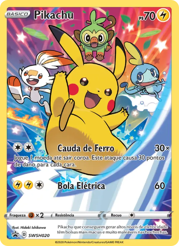 Carta Pikachu, número SWSH020/307 da coleção ESES Promos