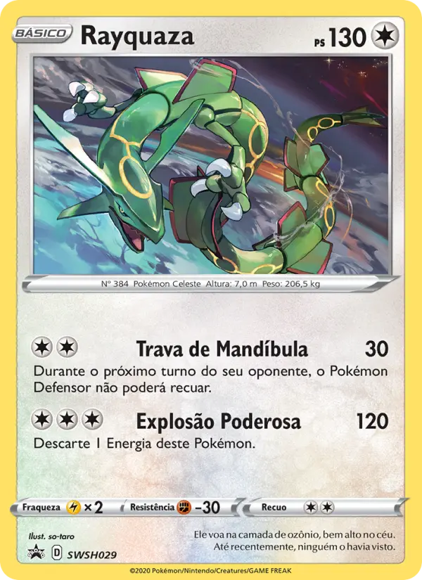 Carta Rayquaza, número SWSH029/307 da coleção ESES Promos
