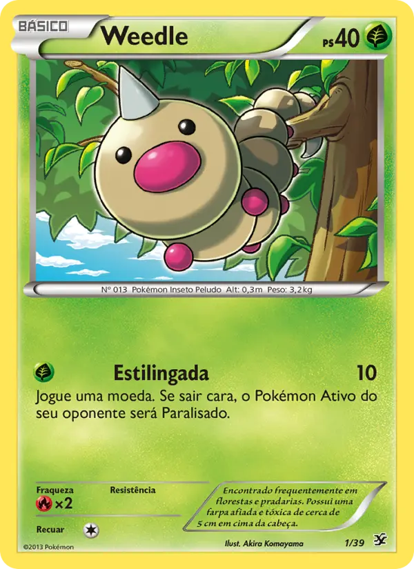 Carta Weedle, número 1/39 da coleção Conjunto para Iniciantes Kalos