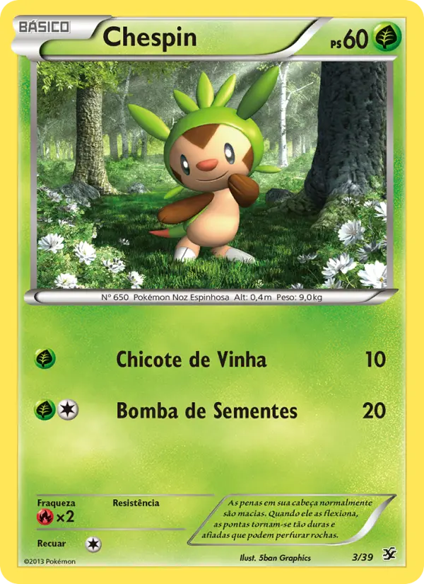 Carta Chespin, número 3/39 da coleção Conjunto para Iniciantes Kalos