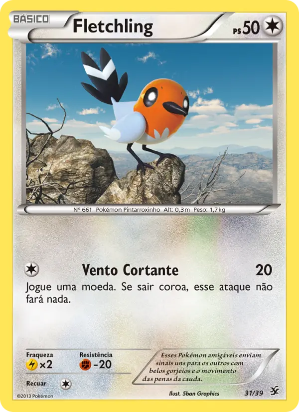 Carta Fletchling, número 31/39 da coleção Conjunto para Iniciantes Kalos
