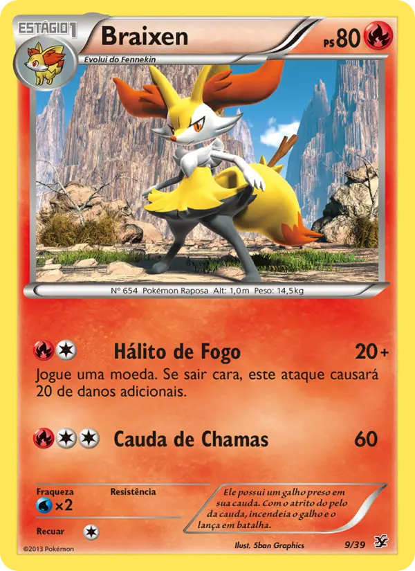 Carta Braixen, número 9/39 da coleção Conjunto para Iniciantes Kalos