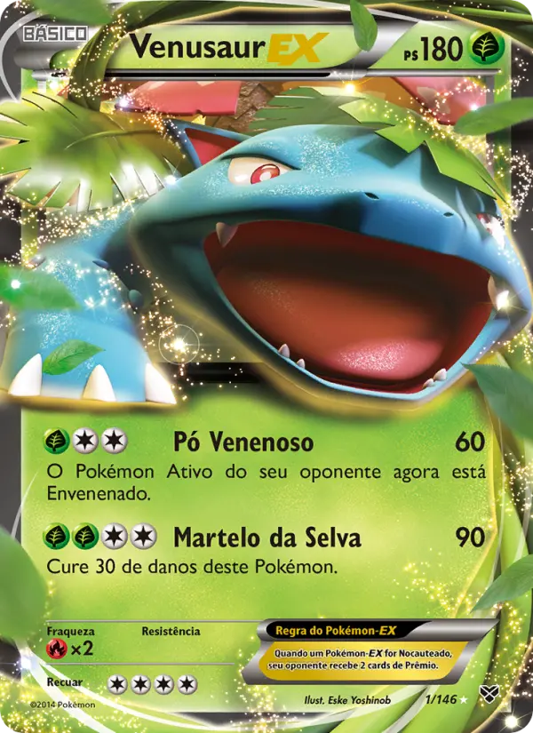 Carta Venusaur EX, número 1/146 da coleção XY