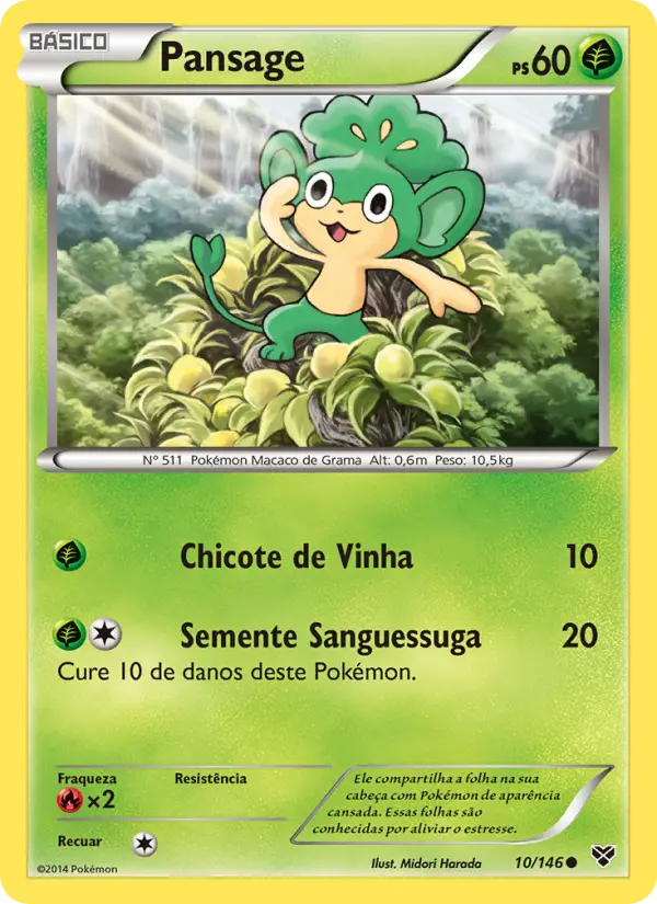 Carta Pansage, número 10/146 da coleção XY