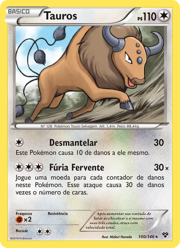 Carta Tauros, número 100/146 da coleção XY