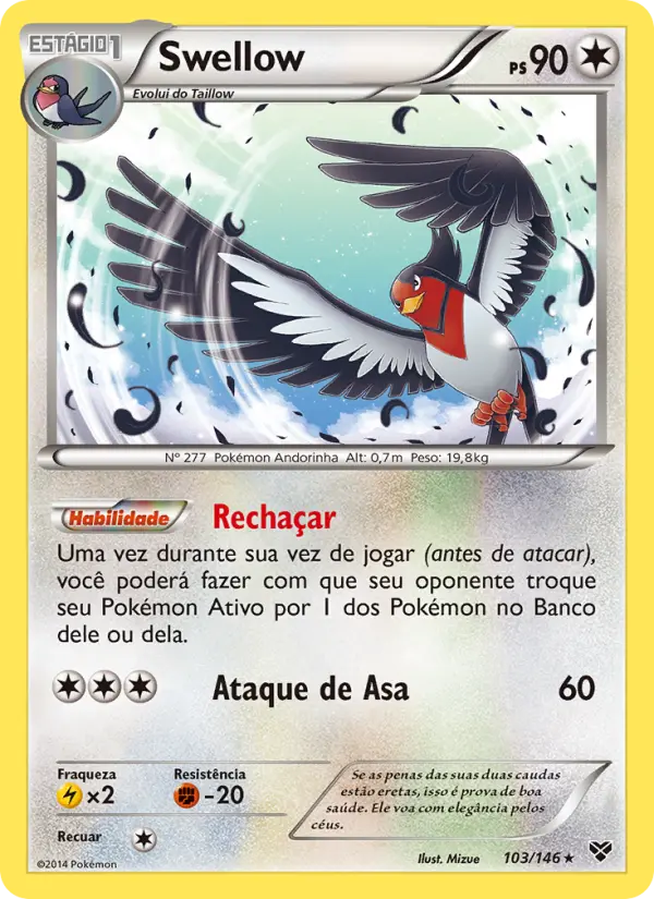 Carta Swellow, número 103/146 da coleção XY