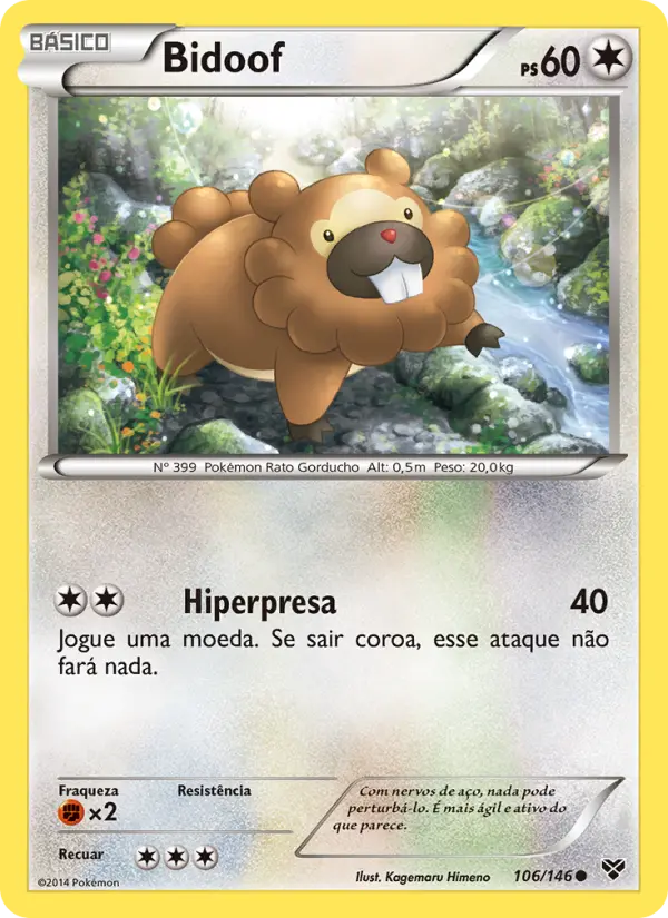 Carta Bidoof, número 106/146 da coleção XY