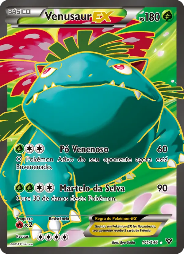 Carta Venusaur EX, número 141/146 da coleção XY