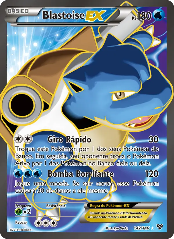 Carta Blastoise EX, número 142/146 da coleção XY