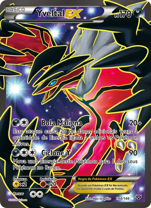 Carta Yveltal EX, número 144/146 da coleção XY