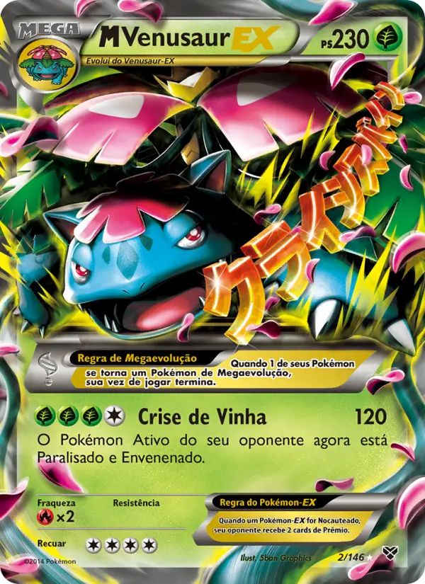 Carta M Venusaur EX, número 2/146 da coleção XY