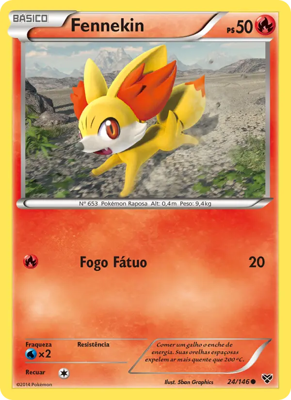 Carta Fennekin, número 24/146 da coleção XY