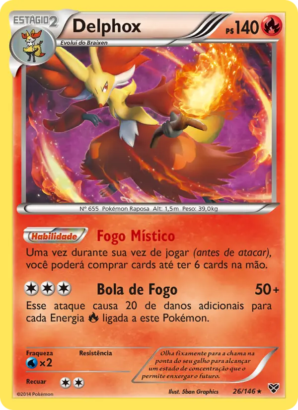 Carta Delphox, número 26/146 da coleção XY