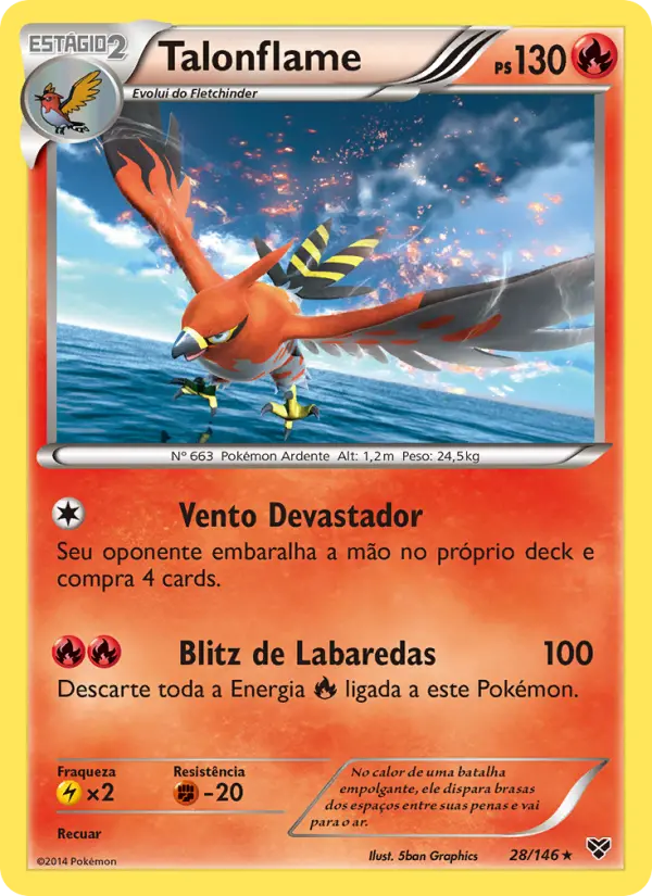 Carta Talonflame, número 28/146 da coleção XY