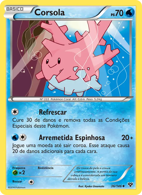 Carta Corsola, número 36/146 da coleção XY