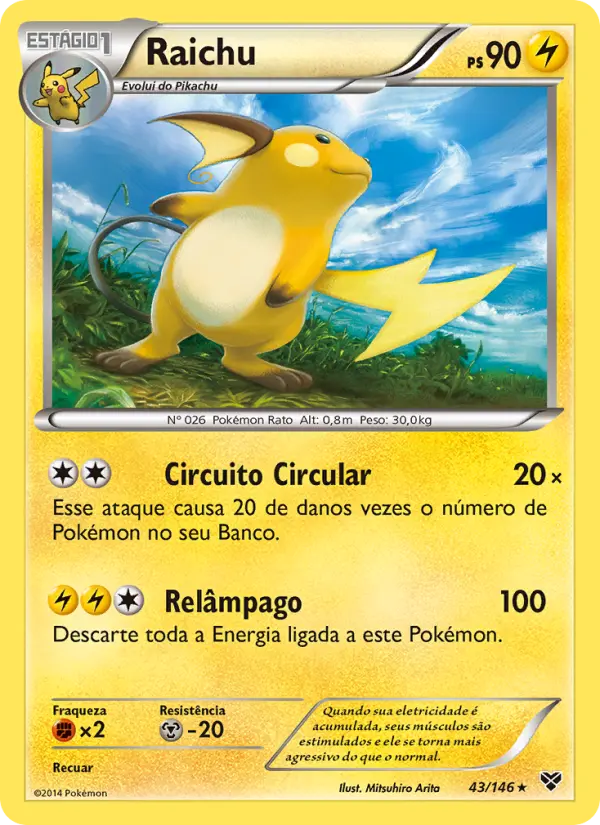Carta Raichu, número 43/146 da coleção XY