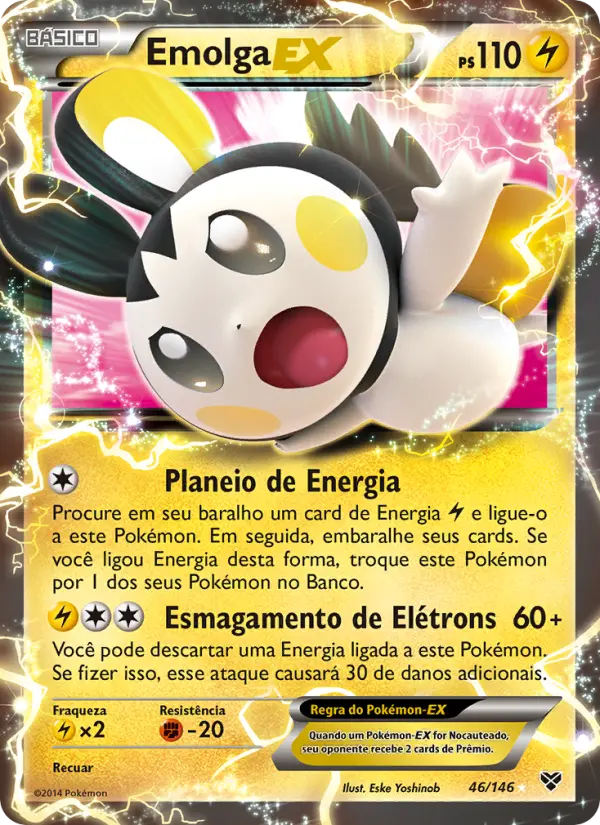 Carta Emolga EX, número 46/146 da coleção XY