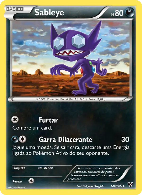 Carta Sableye, número 68/146 da coleção XY