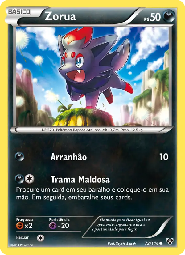 Carta Zorua, número 72/146 da coleção XY