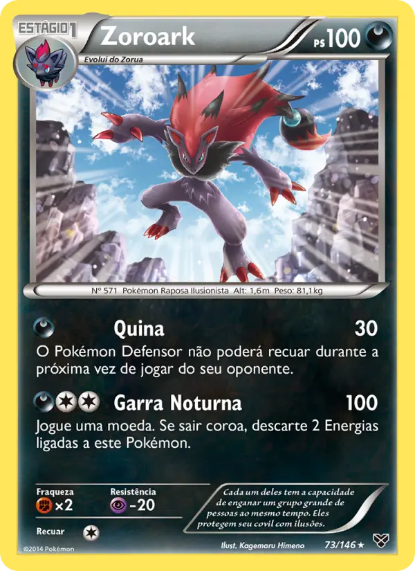 Carta Zoroark, número 73/146 da coleção XY