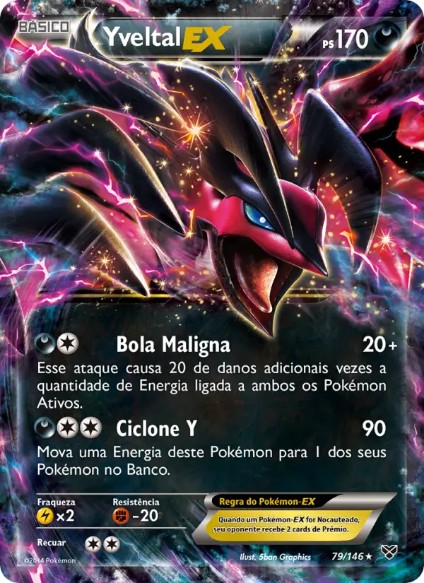 Carta Yveltal EX, número 79/146 da coleção XY