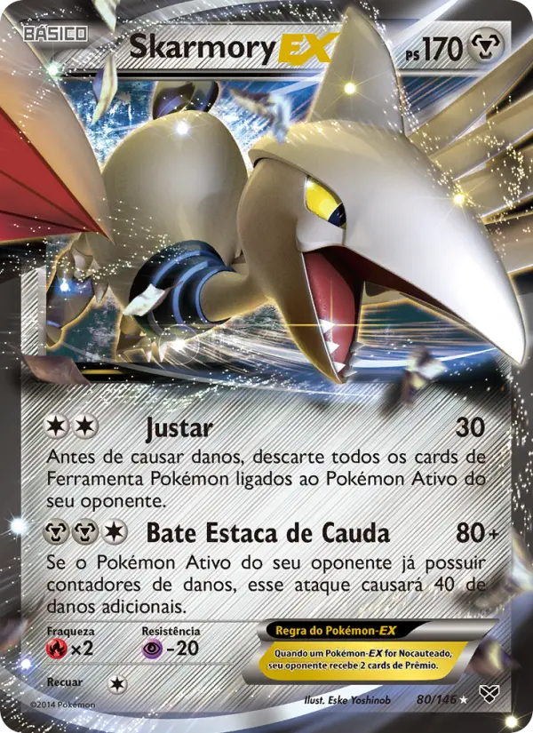 Carta Skarmory EX, número 80/146 da coleção XY