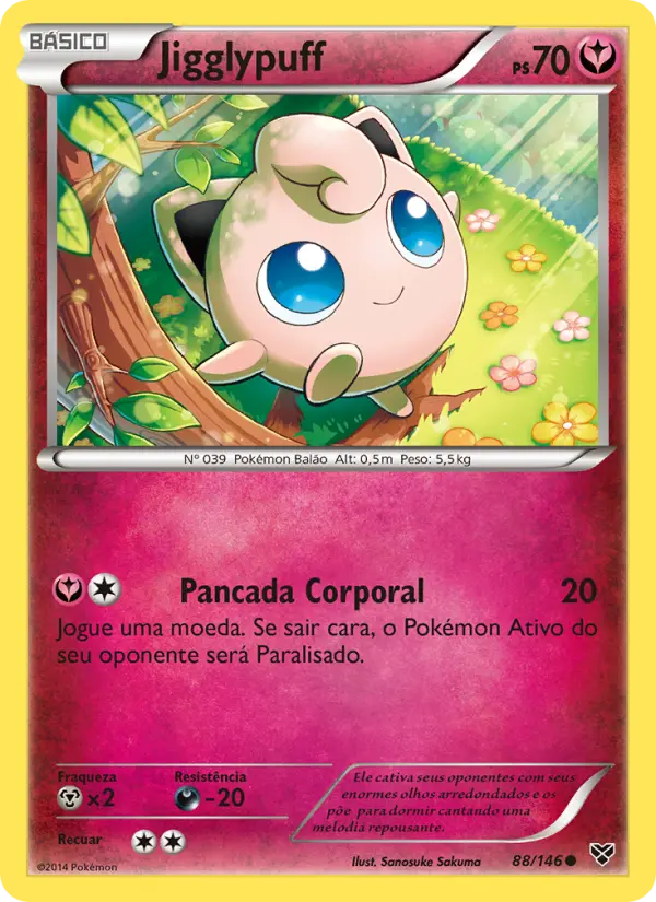Carta Jigglypuff, número 88/146 da coleção XY