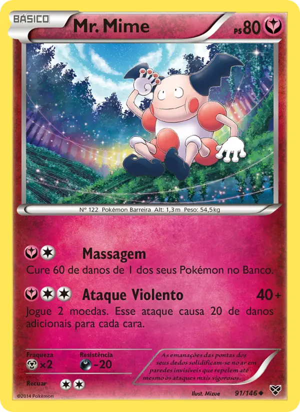 Carta Mr. Mime, número 91/146 da coleção XY