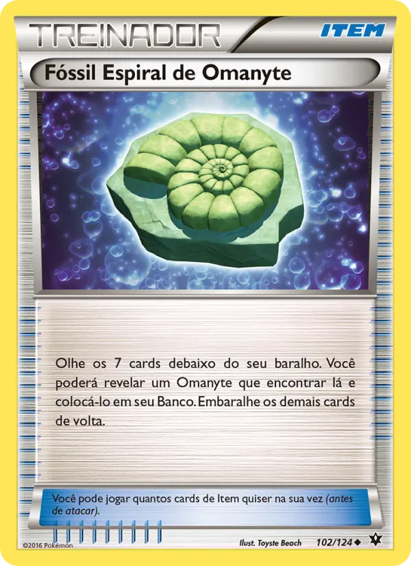 Carta Fóssil Espiral de Omanyte, número 102/124 da coleção Fusão de Destinos