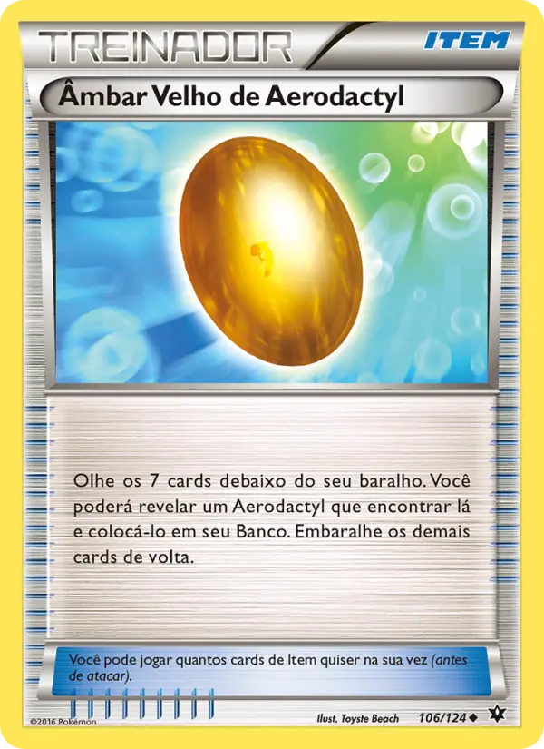 Carta Âmbar Velho de Aerodactyl, número 106/124 da coleção Fusão de Destinos